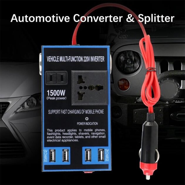 Convertisseur de Tension Voiture 1500W DC 12V/24V vers AC 110V/220V – Onduleur Puissant