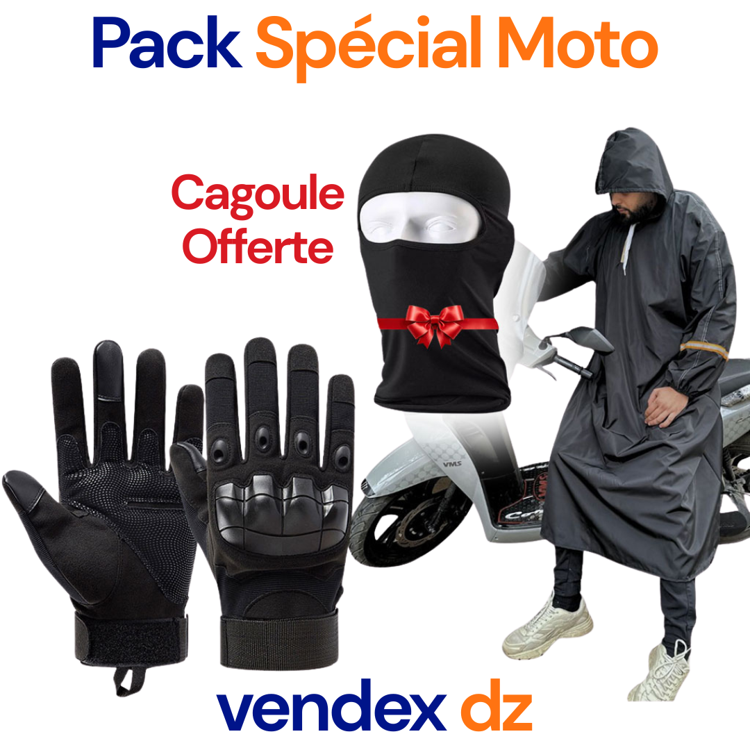 Pack Moto Hiver – Manteau Imperméable + Gants Tactiques + Cagoule Offerte