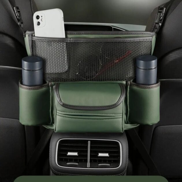 Organiseur Central en Cuir pour Siège Auto - Design Pratique et Élégant