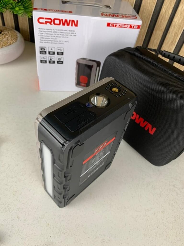 Booster Auto CROWN CT37043 – Démarreur 2000A avec Compresseur & Power Bank Intégré