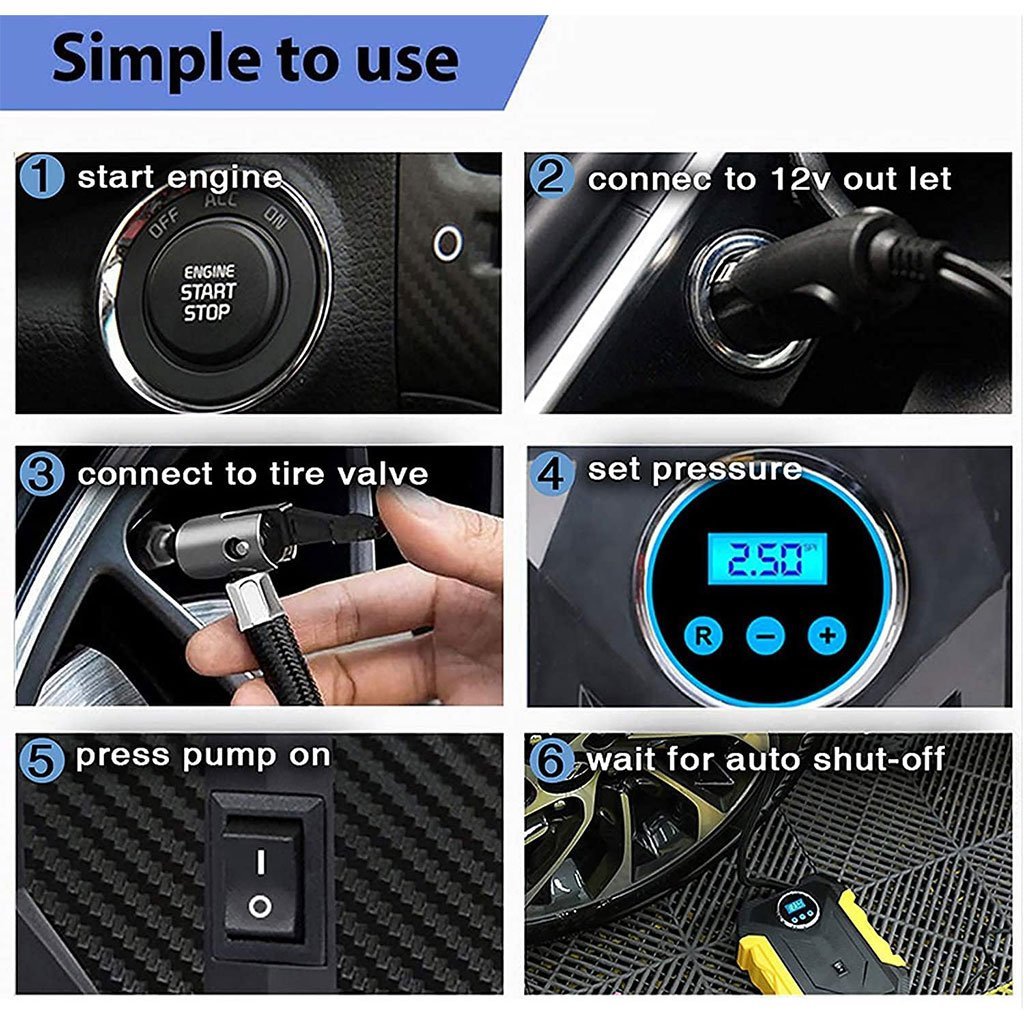 Gonfleur de Pneus de Voiture Portable CARSUN – Gonflez Vos Pneus Rapidement et en Sécurité Partout - Image 4