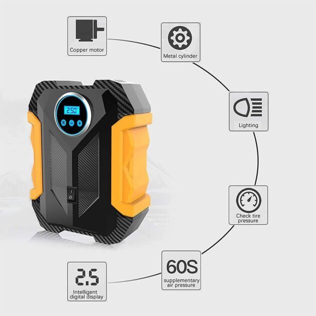 Gonfleur de Pneus de Voiture Portable CARSUN – Gonflez Vos Pneus Rapidement et en Sécurité Partout