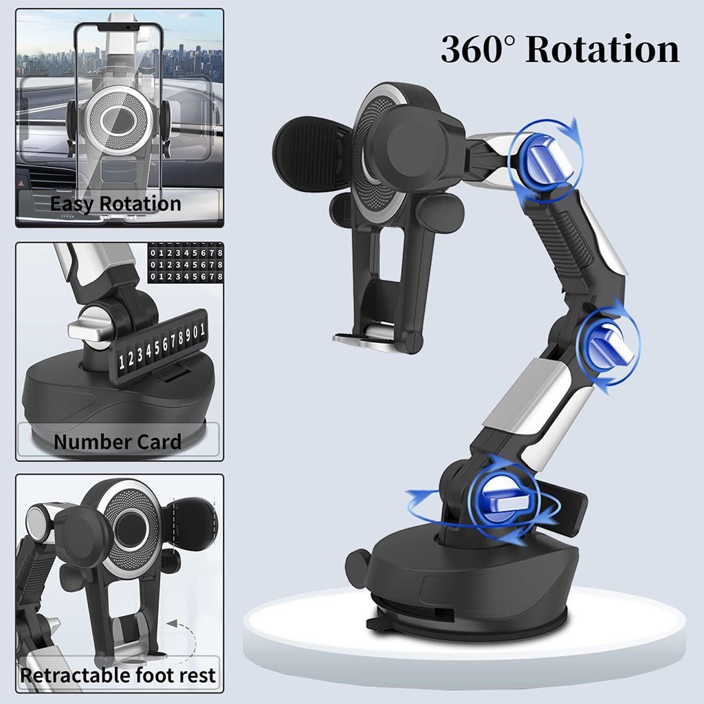 Support voiture 360° pour téléphone Ventouse & Bras Réglable - Image 4