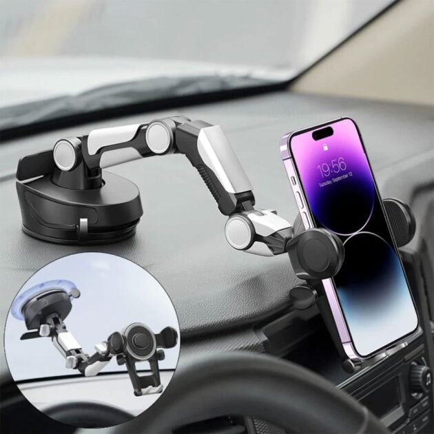 Support voiture 360° pour téléphone Ventouse & Bras Réglable