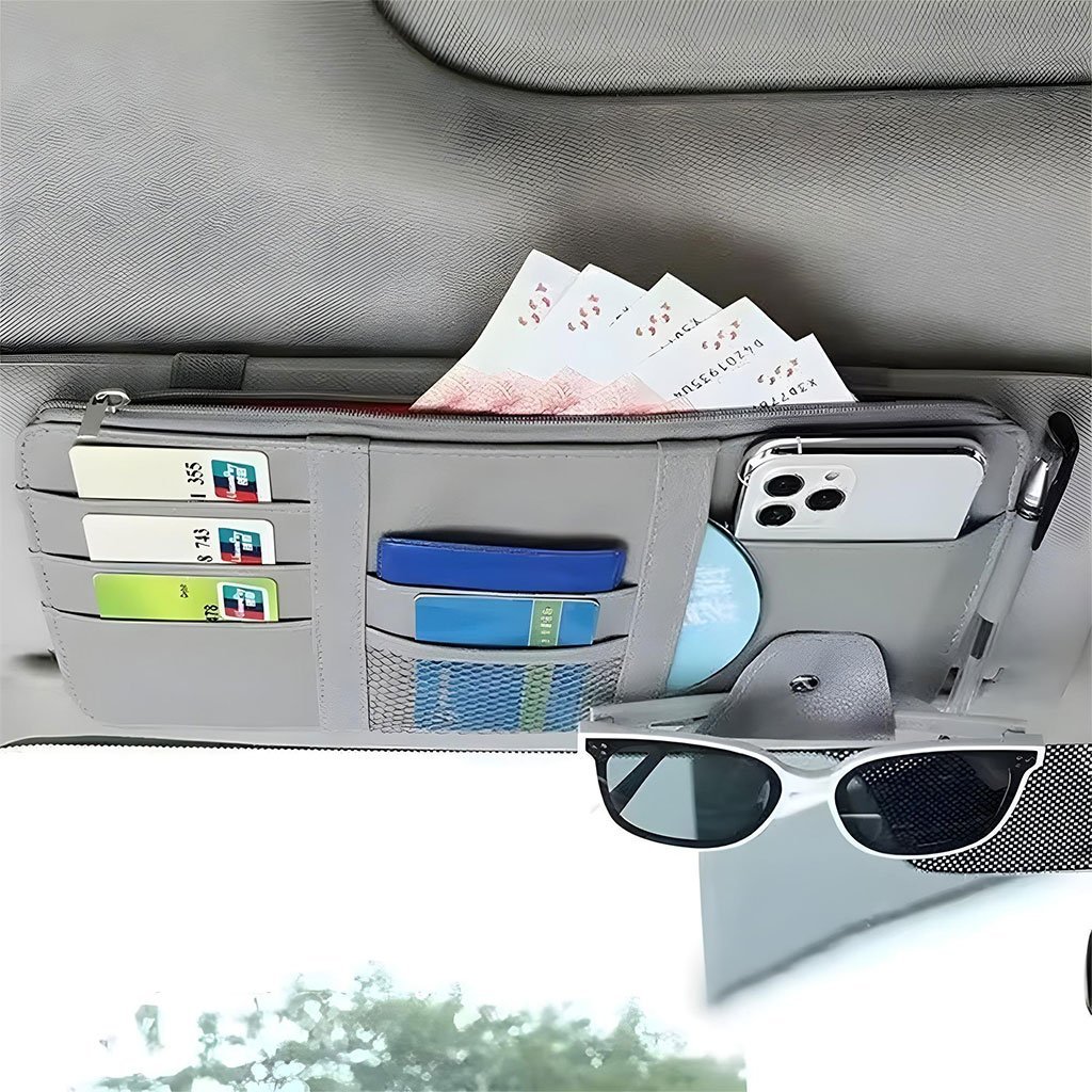 Organisateur Pare-Soleil Voiture – Rangement Intelligent en Cuir PU Premium - Image 3