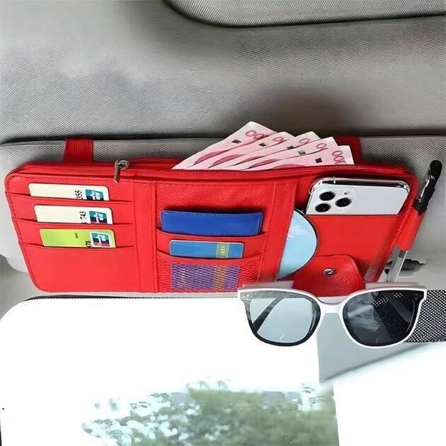 Organisateur Pare-Soleil Voiture – Rangement Intelligent en Cuir PU Premium
