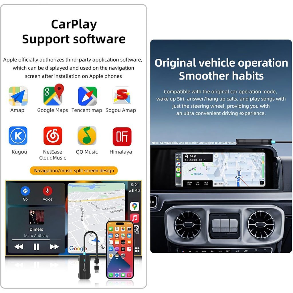 CarPlay USB et Android Auto sans fil pour voiture - Image 2