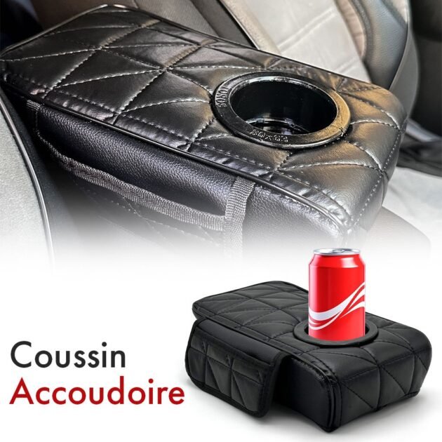 Coussin d'Accoudoir Voiture V2 avec Porte-Gobelet