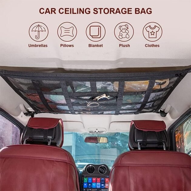 Filet de Rangement pour Toit Voiture Intérieur - Sacoche de toit de voiture