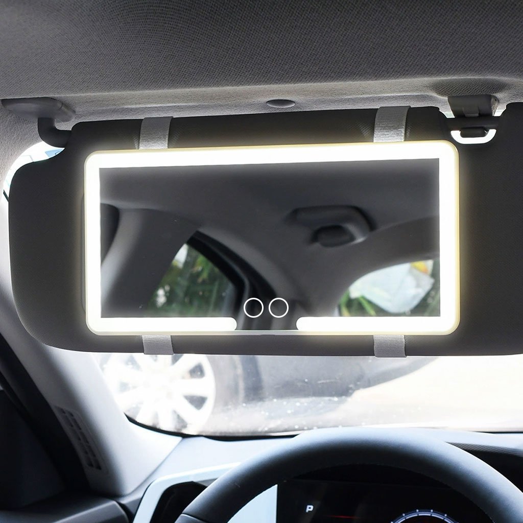 Miroir de courtoisie rechargeable à double boutons – Miroir beauté LED pour voiture - Image 3