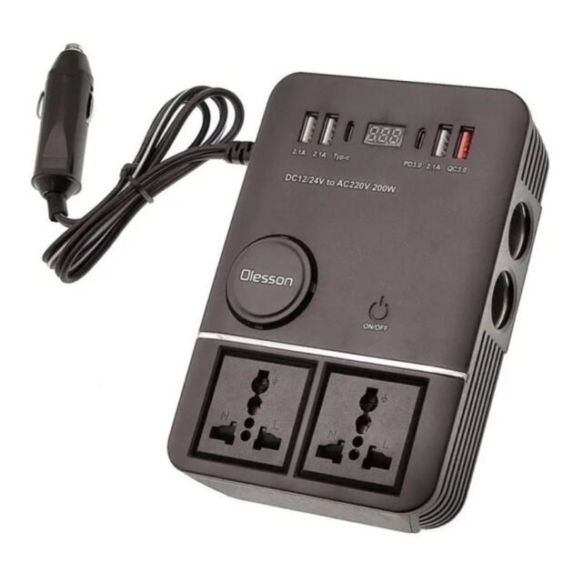 Onduleur de voiture USB Type-C Olesson 1661 220V/200W
