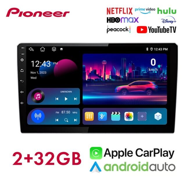 Autoradio Pioneer Android 10.4 pouces –CarPlay, Android Auto, GPS intégré, Bluetooth et USB