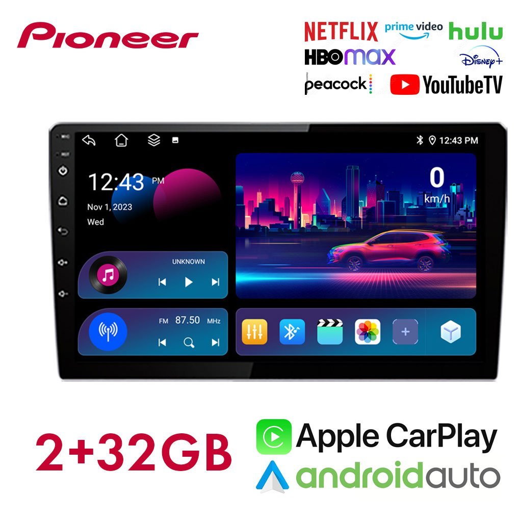 Autoradio Pioneer Android 10.4 pouces –CarPlay, Android Auto, GPS intégré, Bluetooth et USB