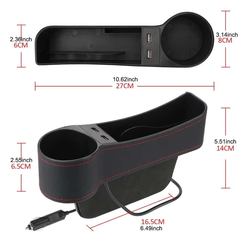 Rangement latéral de console avec chargeur USB et porte-gobelet - Image 3