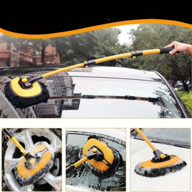 Brosse de Lavage Voiture Télescopique Rotation à 90°