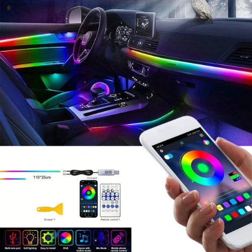 LED Musical pour Voiture - Synchronisation Sonore, Réglage de Luminosité