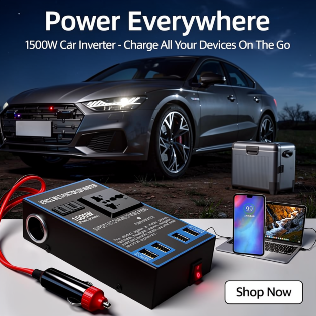 Convertisseur de Tension Voiture 1500W DC 12V/24V vers AC 110V/220V – Onduleur Puissant
