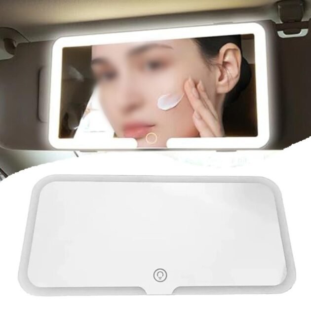 Miroir de courtoisie rechargeable à double boutons – Miroir beauté LED pour voiture