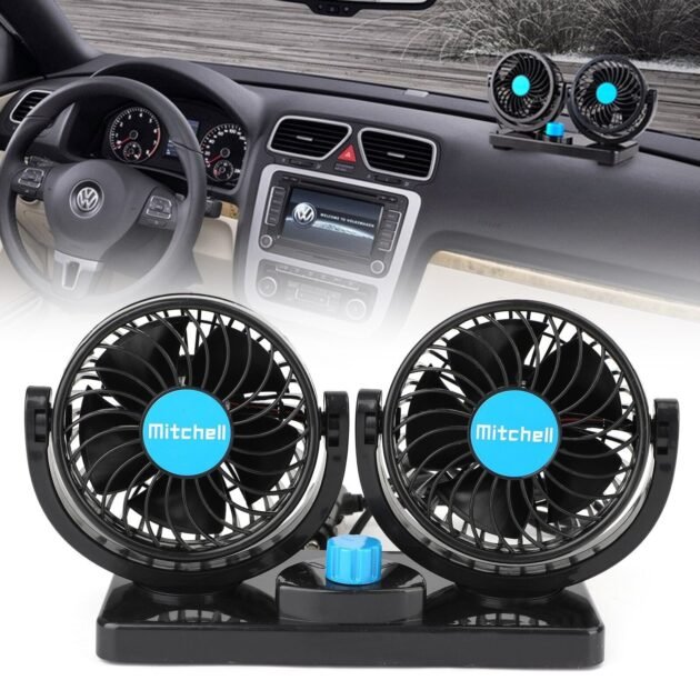 Ventilateur Double Rotation Voiture 12V  360°