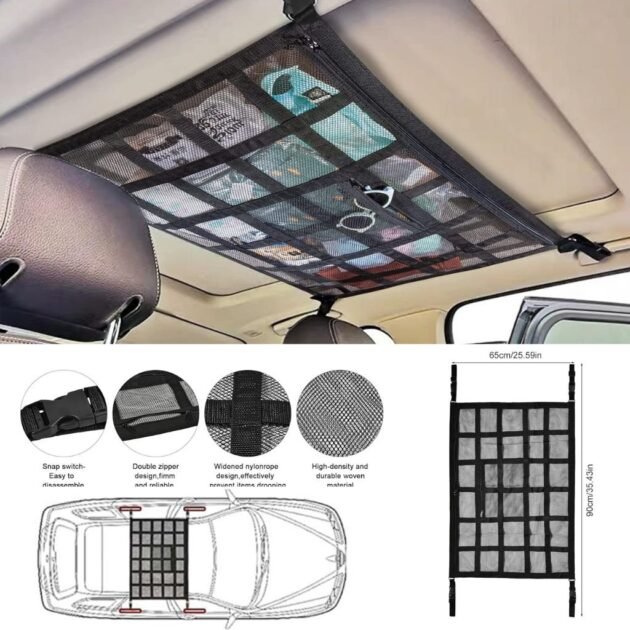 Filet de Rangement pour Toit Voiture Intérieur - Sacoche de toit de voiture