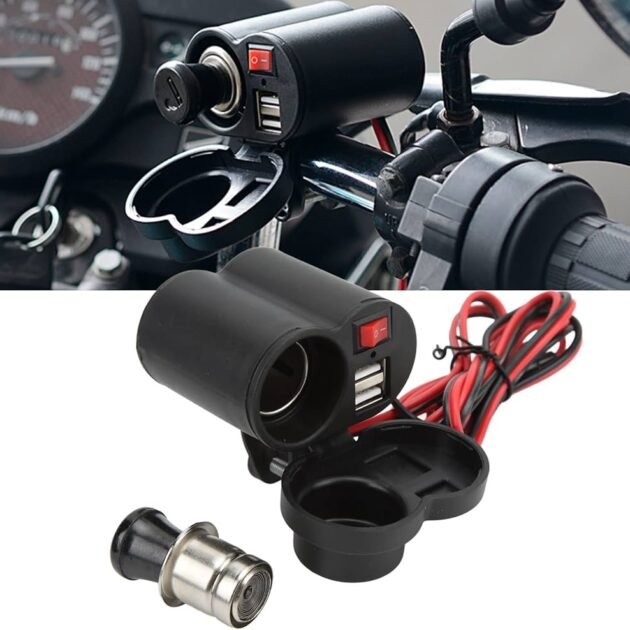 Chargeur USB Moto avec Prise Allume-Cigare – Alimentation Sécurisée 12–24V pour Guidon